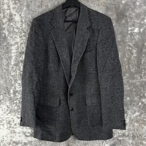 Woodmere Sz 41L Wool Career Notched Blazer Jacket Gray Long Sleeve Button Lined